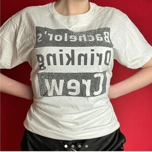 Bachelors drinking crew tee shirt 🤍🖤​​​​​​​​​​​​​​​​​​​​​​​​